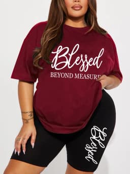Plus Size Sets for Women Summer 2 Pieces Blessed Printed Offers and Liquidation Everything Cheap Elegant Women's Sets Short Sets