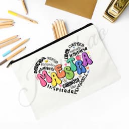 Maestra Spanish Heart print Makeup Bag Travel Neceser Travel Toiletry Organizer case Pencil Bags back to school Gift for teacher