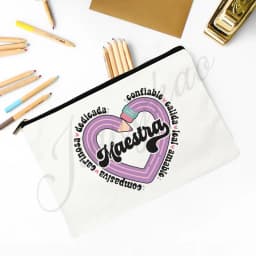 Maestra Spanish Heart print Makeup Bag Travel Neceser Travel Toiletry Organizer case Pencil Bags back to school Gift for teacher