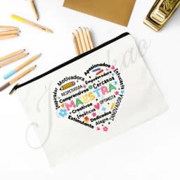 Maestra Spanish Heart print Makeup Bag Travel Neceser Travel Toiletry Organizer case Pencil Bags back to school Gift for teacher