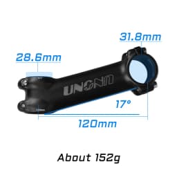 UNO Ultralight Bike Stem 7 17 Degree MTB Mountain Road Bicycle Stem 31.8mm 60/70/80/90/100/110/120/130mm Bicycle Kalloy Parts