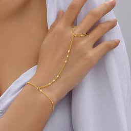Simple Heart Pendant Chain Bracelet Link Connected Gold Plated Wide Finger Ring Bracelets for Women Link Hand Harness Jewelry