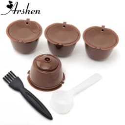 4pcs/Set Dolce Gusto Plsatic Refillable Coffee Capsule Filter Cup 200 Times Reusable Spoon Brush Compatible Nescafe Dolce Gusto