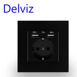 Delviz EU Standard USB Socket, AC 110V-250V, 16A Wall Embedded Outlet, 5V 2A Dual USB Charge Hole, EU Power Socket With USB Port