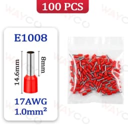 100PCS Tubular Crimp Terminals Electrical Wire Cable Ferrules Connectors E0508 E7508 E1008 E1508 E2508 E4009 E6012 Ring Sleeve