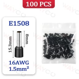 100PCS Tubular Crimp Terminals Electrical Wire Cable Ferrules Connectors E0508 E7508 E1008 E1508 E2508 E4009 E6012 Ring Sleeve