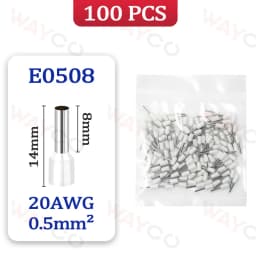 100PCS Tubular Crimp Terminals Electrical Wire Cable Ferrules Connectors E0508 E7508 E1008 E1508 E2508 E4009 E6012 Ring Sleeve