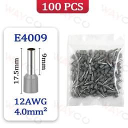 100PCS Tubular Crimp Terminals Electrical Wire Cable Ferrules Connectors E0508 E7508 E1008 E1508 E2508 E4009 E6012 Ring Sleeve