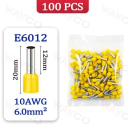 100PCS Tubular Crimp Terminals Electrical Wire Cable Ferrules Connectors E0508 E7508 E1008 E1508 E2508 E4009 E6012 Ring Sleeve