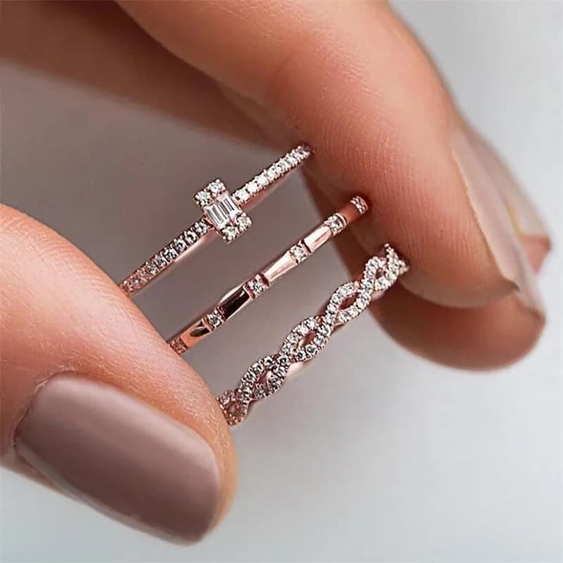 Huitan Fashion Thin Rings for Women Micro Paved CZ Stone Simple Stylish Female Accessories Versatile Design Wedding Band Jewelry