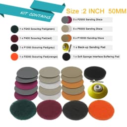 2Inch Headlight Restoration Kit 21 Pcs for Electric Drill Car Lights DIY Polishing Kit Sanding Disc Backing Plate Buffer Pad
