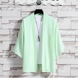 Spring Summer Men's Japanese Kimono Shirts Casual Open Stitch Lightweight Fashion Solid Three Quarter Loose Couple Shirts M-5XL
