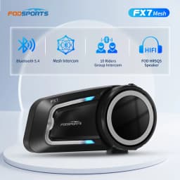 Fodsports FX7 Mesh Motorcycle Intercom Bluetooth Helmet Headset,Helmet Intercom,10 Riders 2000M,BT5.4,APP Connect.