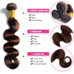 #4 Dark Brown Body Wave Bundles 1/3PCS Human Hair Bundles 18-30 Inches Remy Hair Extensions For Women Brazilian Double Weft Draw