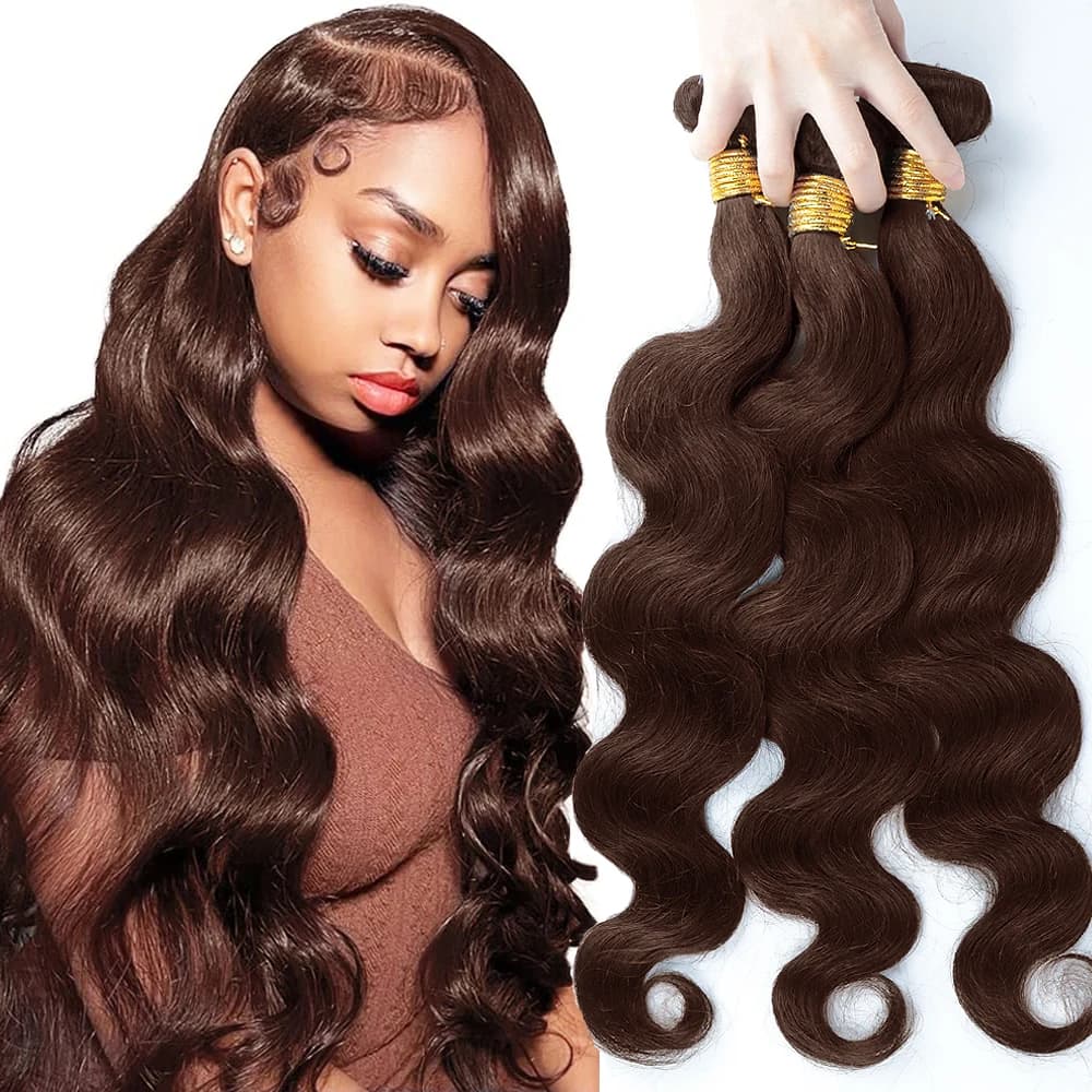 #4 Dark Brown Body Wave Bundles 1/3PCS Human Hair Bundles 18-30 Inches Remy Hair Extensions For Women Brazilian Double Weft Draw