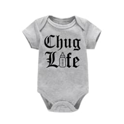 Chug Life Funny Milk Bottle Printed Newborn Baby Bodysuit Short Sleeve Infant Girls Rompers Summer Toddler Boys Ropa Clothes