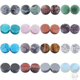 2pcs Stone Flesh Ear Plugs Tunnels Double Flare Ear Piercings Earrings Gauges Women Men Helix Lobe Labret Stretcher Body Jewelry