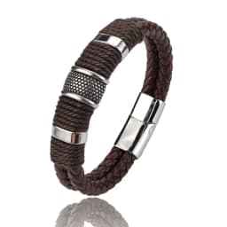Luxury Vintage Multilayer Brown Leather Stainless Steel Men Bracelet Bead Bracelet Jewelry Male Wrist Bangle Christmas Gifts