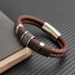 Luxury Vintage Multilayer Brown Leather Stainless Steel Men Bracelet Bead Bracelet Jewelry Male Wrist Bangle Christmas Gifts