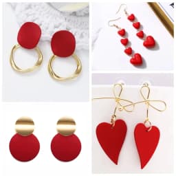 Red Color Women's Hanging Earrings Simulated Pearl Pendants Dangle Earrinsg for Girls Temperament Heart Drop Earrings Jewelry