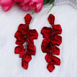 Red Color Women's Hanging Earrings Simulated Pearl Pendants Dangle Earrinsg for Girls Temperament Heart Drop Earrings Jewelry