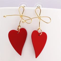 Red Color Women's Hanging Earrings Simulated Pearl Pendants Dangle Earrinsg for Girls Temperament Heart Drop Earrings Jewelry