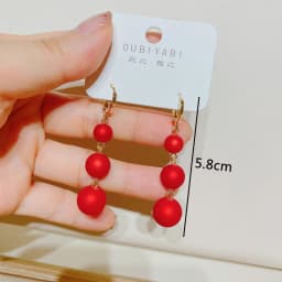 Red Color Women's Hanging Earrings Simulated Pearl Pendants Dangle Earrinsg for Girls Temperament Heart Drop Earrings Jewelry