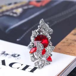 Trendy Ink Blue Pearl Butterfly Crystal Women's Ring For Engagement Wedding Jewelry Copper Accessories Rings Wholesale