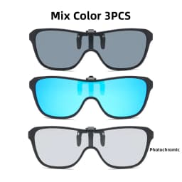2026 Trending Clip On Sunglasses Large Frame Men Polarized Flip Up Sun Glasses Driving Adapt Mirror Blue Red Polarising Lens