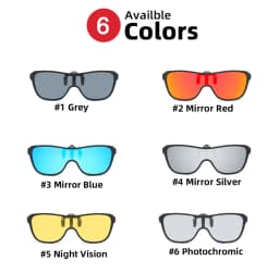 2026 Trending Clip On Sunglasses Large Frame Men Polarized Flip Up Sun Glasses Driving Adapt Mirror Blue Red Polarising Lens