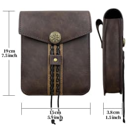 Medieval Faux Leather Belt Bag, Brown Portable Side Pack Pouch Waist Bag