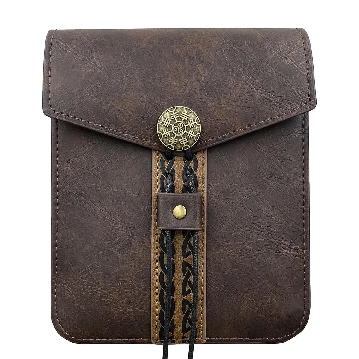 Medieval Faux Leather Belt Bag, Brown Portable Side Pack Pouch Waist Bag