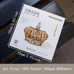 Potentate Watercolor Paper 100% Cotton 300g 80Sheets Square Water Color Paper Note Pad Artist Painting Supplies