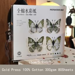 Potentate Watercolor Paper 100% Cotton 300g 80Sheets Square Water Color Paper Note Pad Artist Painting Supplies