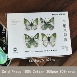 Potentate Watercolor Paper 100% Cotton 300g 80Sheets Square Water Color Paper Note Pad Artist Painting Supplies