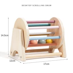 Baby Early Learning Montessori Toys Gift Wooden Rolling Ball Drum Listening Exercise Color Cognition Hand-eye Coordination Train