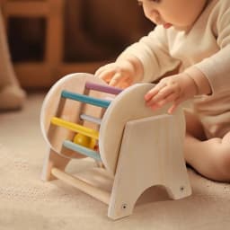 Baby Early Learning Montessori Toys Gift Wooden Rolling Ball Drum Listening Exercise Color Cognition Hand-eye Coordination Train