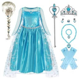 Disney Kids Girls Cosplay Frozen Elsa Anna Princess Dress Girl Mesh Ball Gown Carnival Birthday Clothes Snow Queen Elsa Costume