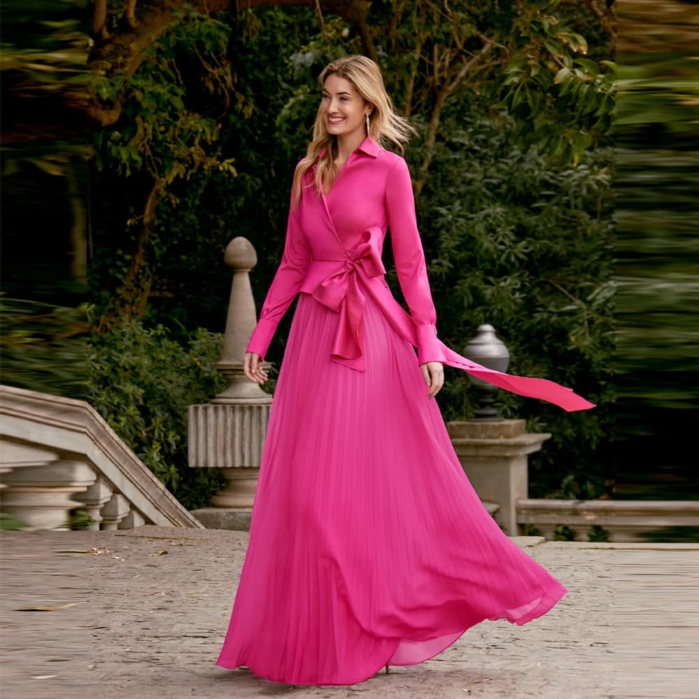 Elegant Satin Bow Birthday Party Dresses Dresses Long A-line V-neck Bespoke Occasion Gown Gowns for Women 2024 Bride
