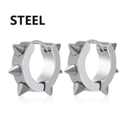 1Pair Punk Stainless Steel Spiky Thorn Stud Earrings For Women Men Ear Clips Funny Street Pop Hip Hop Gothic Jewelry Accessories