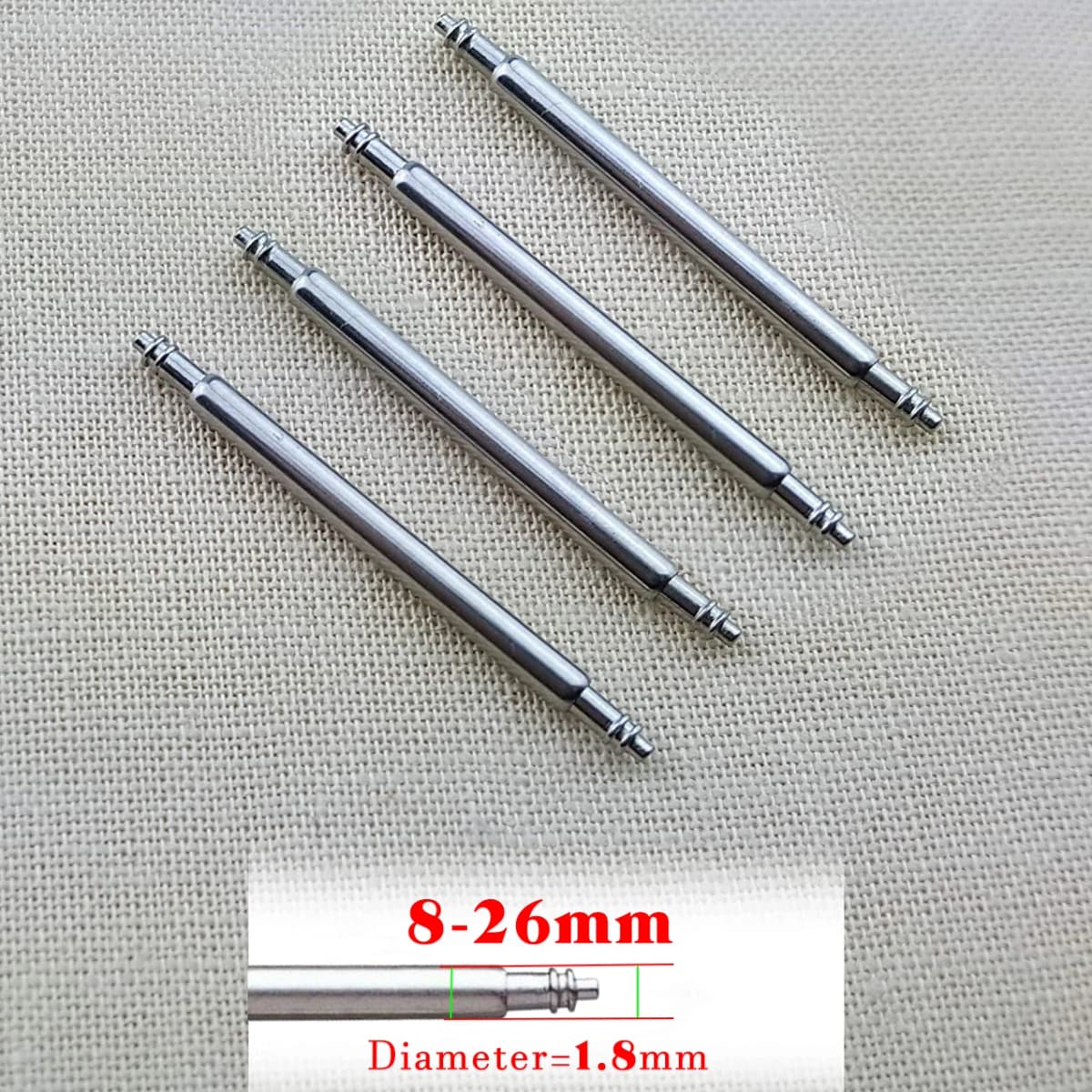 20pcs Watch Band Pins 1.8/1.5mm Diameter Full Stainless Steel Watch Spring Bars 10/15/16/18/20/21/22/23/24/26mm Watch Repair Kit