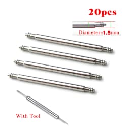 20pcs Watch Band Pins 1.8/1.5mm Diameter Full Stainless Steel Watch Spring Bars 10/15/16/18/20/21/22/23/24/26mm Watch Repair Kit