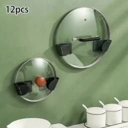 1/2/12pcs Pot Lid Holder Wall-Mounted Hanging Holder for Pan Pot Cover Rack Plastic Kitchen Storage Rack Kitchen Organizer