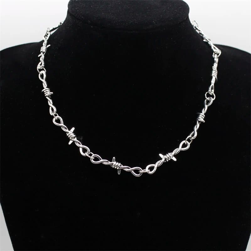 Small Wire Brambles Iron Unisex Choker Necklace Women Hip-hop Gothic Punk Style Barbed Wire Little Thorns Chain Choker Gifts