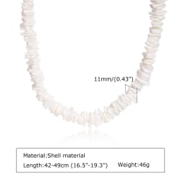 Bohemian Puka Shell Chain Necklace , Hawaiian Beach SeaShell Choker Necklace Womens Gift