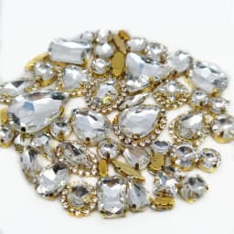 22 Color 50pcs/Bag Glitter Mixed Shape Sew on Glass Rhinestone Gold Claw Crystal Buckle Diy Wedding Decoration Accessories