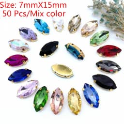 22 Color 50pcs/Bag Glitter Mixed Shape Sew on Glass Rhinestone Gold Claw Crystal Buckle Diy Wedding Decoration Accessories