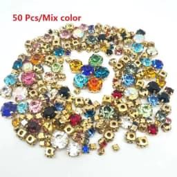 22 Color 50pcs/Bag Glitter Mixed Shape Sew on Glass Rhinestone Gold Claw Crystal Buckle Diy Wedding Decoration Accessories