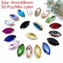 22 Color 50pcs/Bag Glitter Mixed Shape Sew on Glass Rhinestone Gold Claw Crystal Buckle Diy Wedding Decoration Accessories