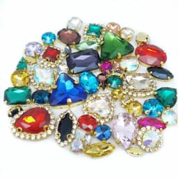 22 Color 50pcs/Bag Glitter Mixed Shape Sew on Glass Rhinestone Gold Claw Crystal Buckle Diy Wedding Decoration Accessories